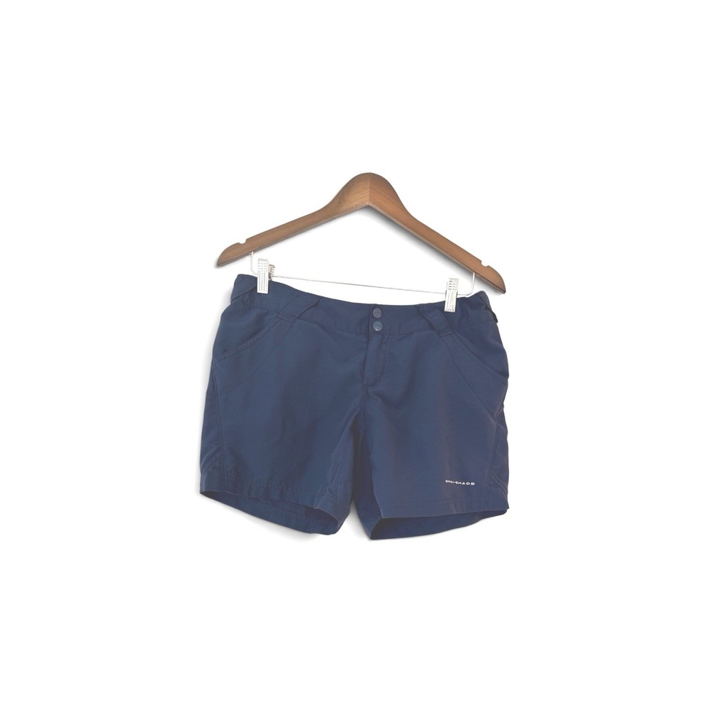 Columbia PFG Omni-Shade Navy Blue Fishing Shorts Womens Medium Nylon Outdoor